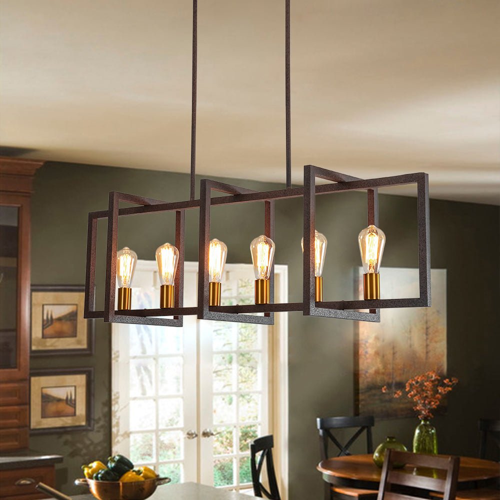 Yrvuva Industrial Farmhouse Rectangular Metal Pendant Light