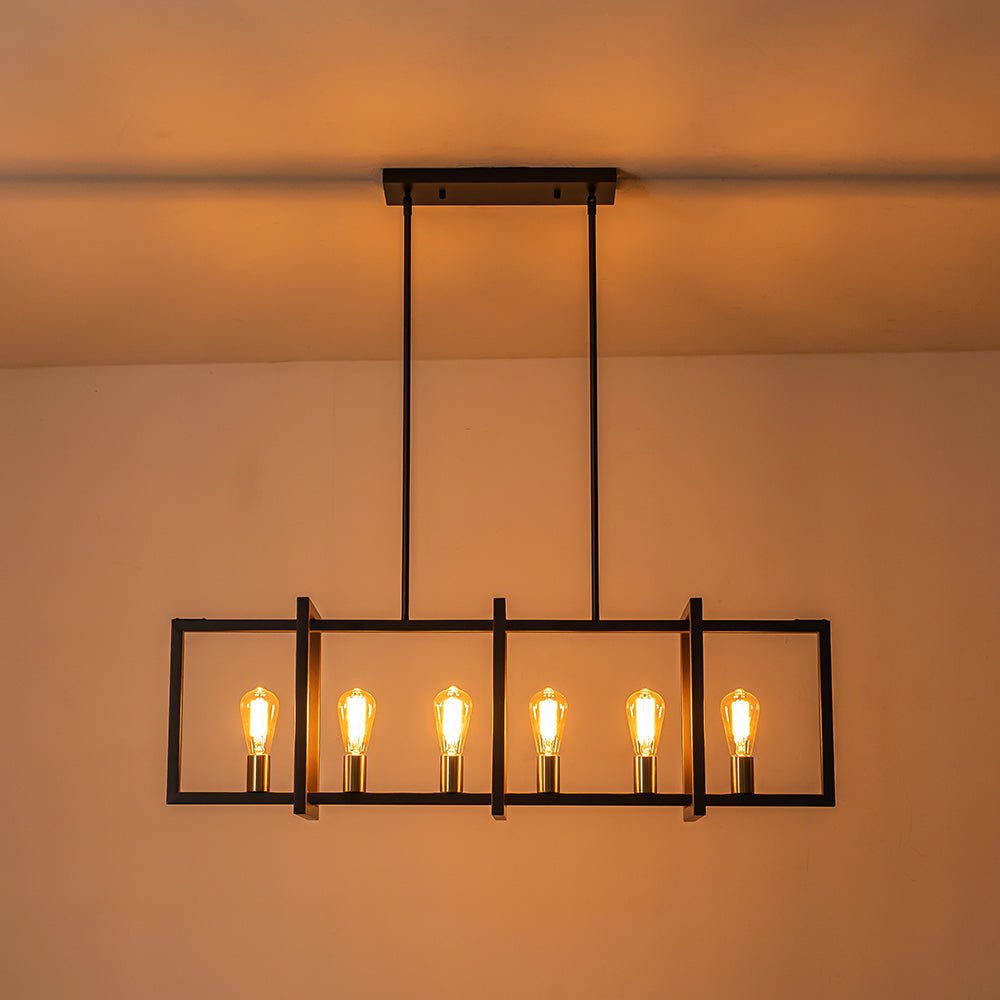 Yrvuva Industrial Farmhouse Rectangular Metal Pendant Light