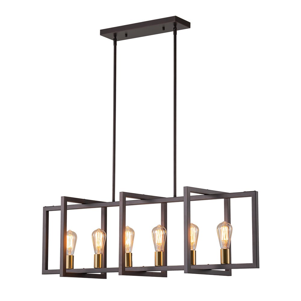 Yrvuva Industrial Farmhouse Rectangular Metal Pendant Light