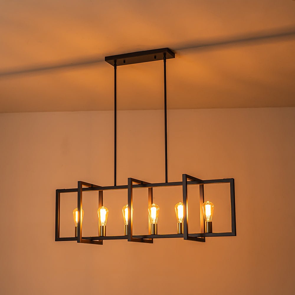 Yrvuva Industrial Farmhouse Rectangular Metal Pendant Light
