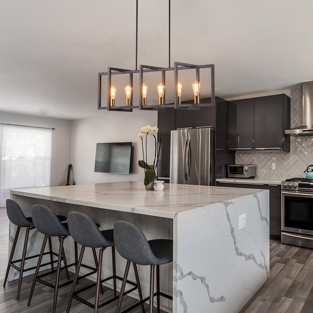 Yrvuva Industrial Farmhouse Rectangular Metal Pendant Light