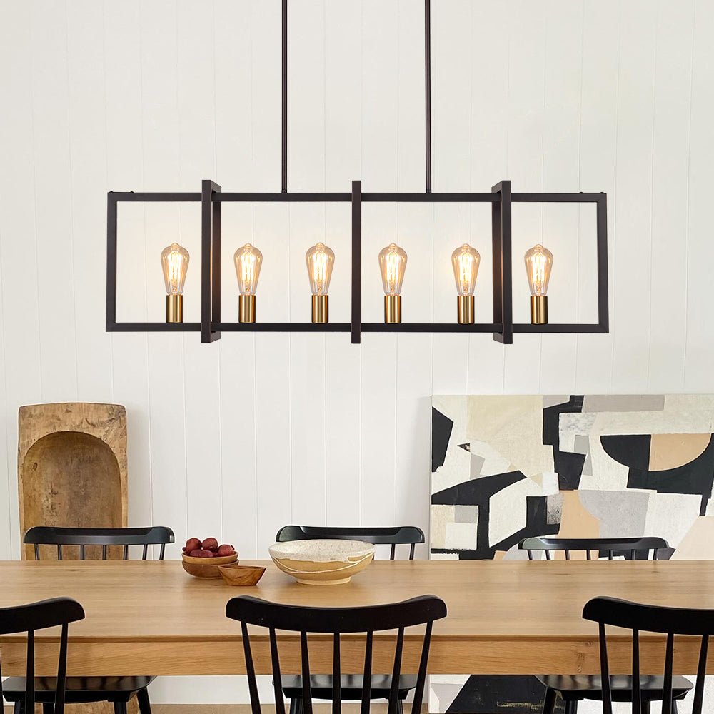 Yrvuva Industrial Farmhouse Rectangular Metal Pendant Light