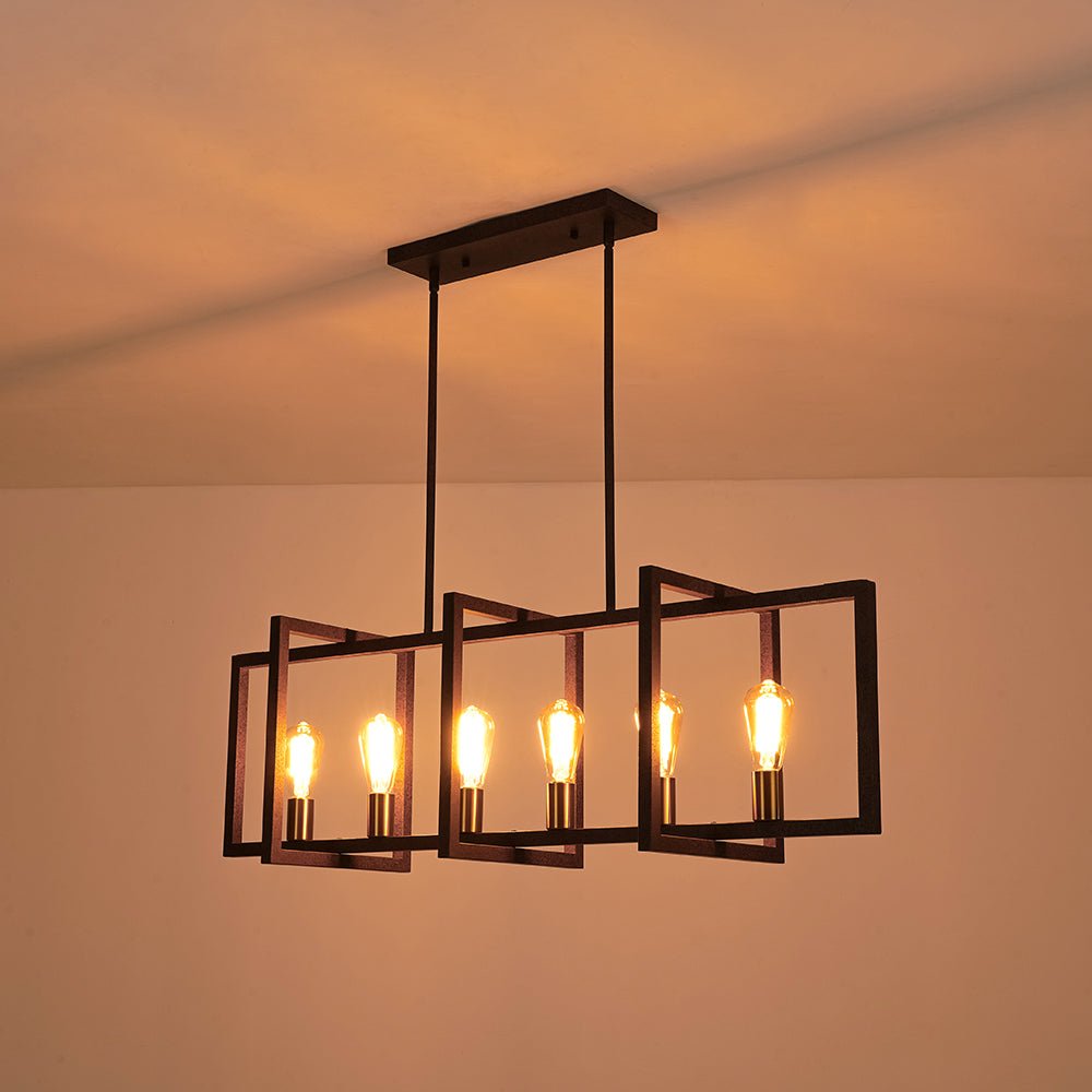 Yrvuva Industrial Farmhouse Rectangular Metal Pendant Light