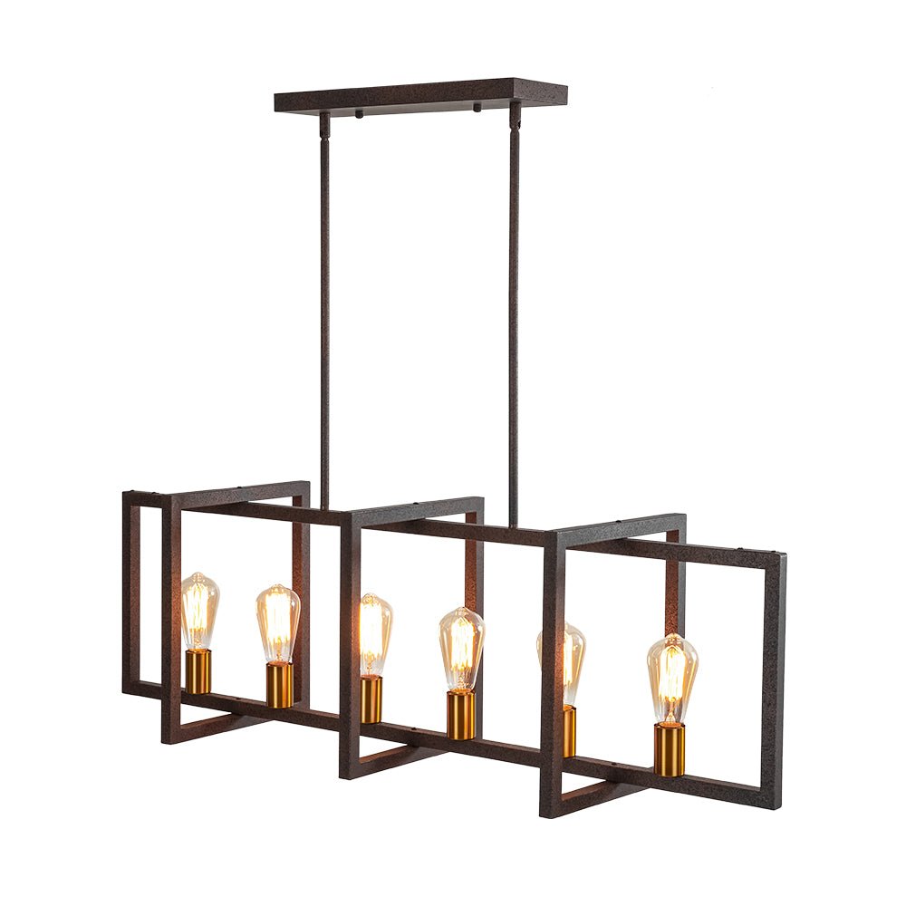 Yrvuva Industrial Farmhouse Rectangular Metal Pendant Light