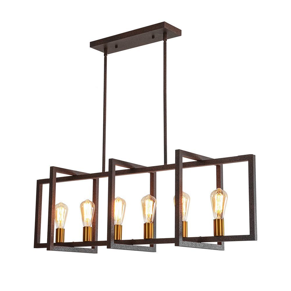 Yrvuva Industrial Farmhouse Rectangular Metal Pendant Light