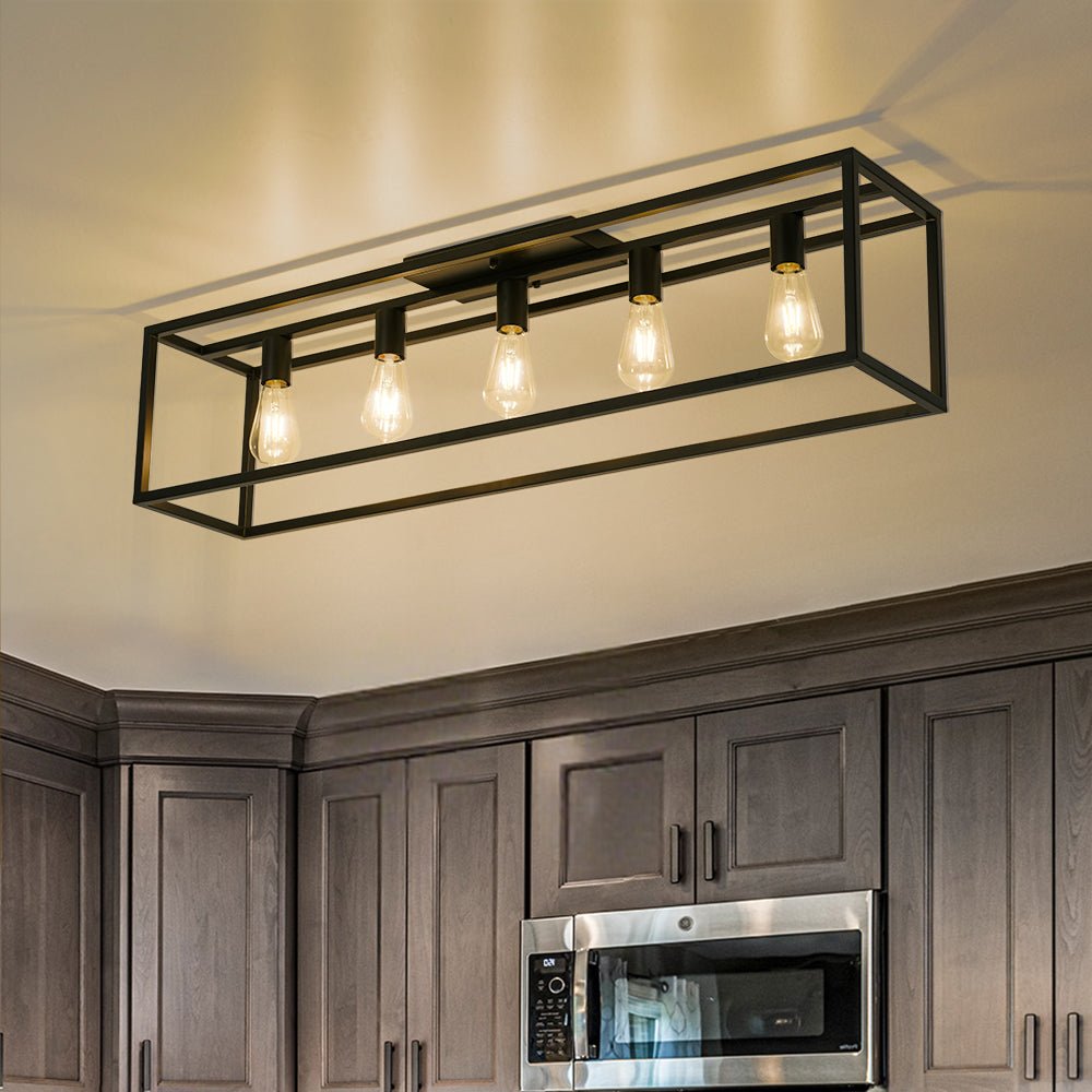 Blikuvyt Industrial Minimalist Rectangle Metal Semi Flush Mount Ceiling Light