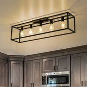 Blikuvyt Industrial Minimalist Rectangle Metal Semi Flush Mount Ceiling Light
