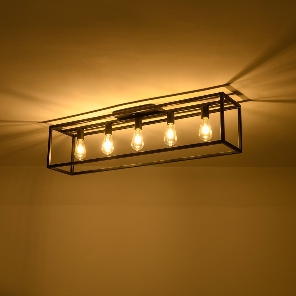 Blikuvyt Industrial Minimalist Rectangle Metal Semi Flush Mount Ceiling Light