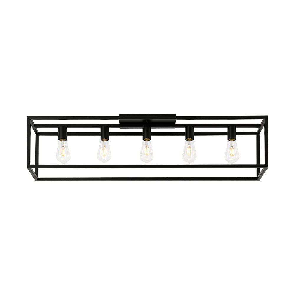 Blikuvyt Industrial Minimalist Rectangle Metal Semi Flush Mount Ceiling Light