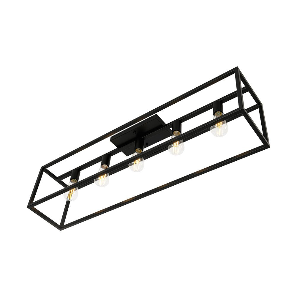 Blikuvyt Industrial Minimalist Rectangle Metal Semi Flush Mount Ceiling Light