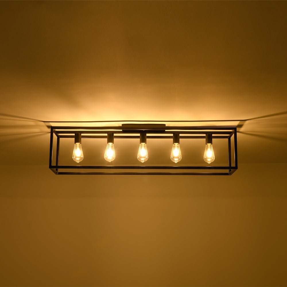 Blikuvyt Industrial Minimalist Rectangle Metal Semi Flush Mount Ceiling Light