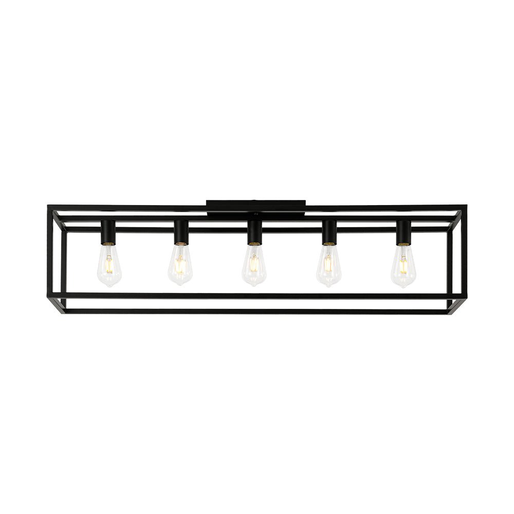 Blikuvyt Industrial Minimalist Rectangle Metal Semi Flush Mount Ceiling Light