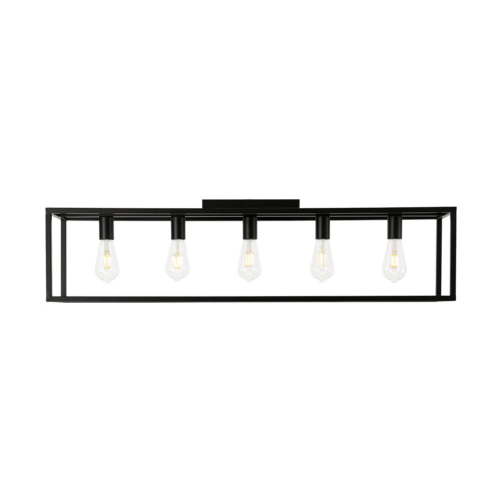 Blikuvyt Industrial Minimalist Rectangle Metal Semi Flush Mount Ceiling Light