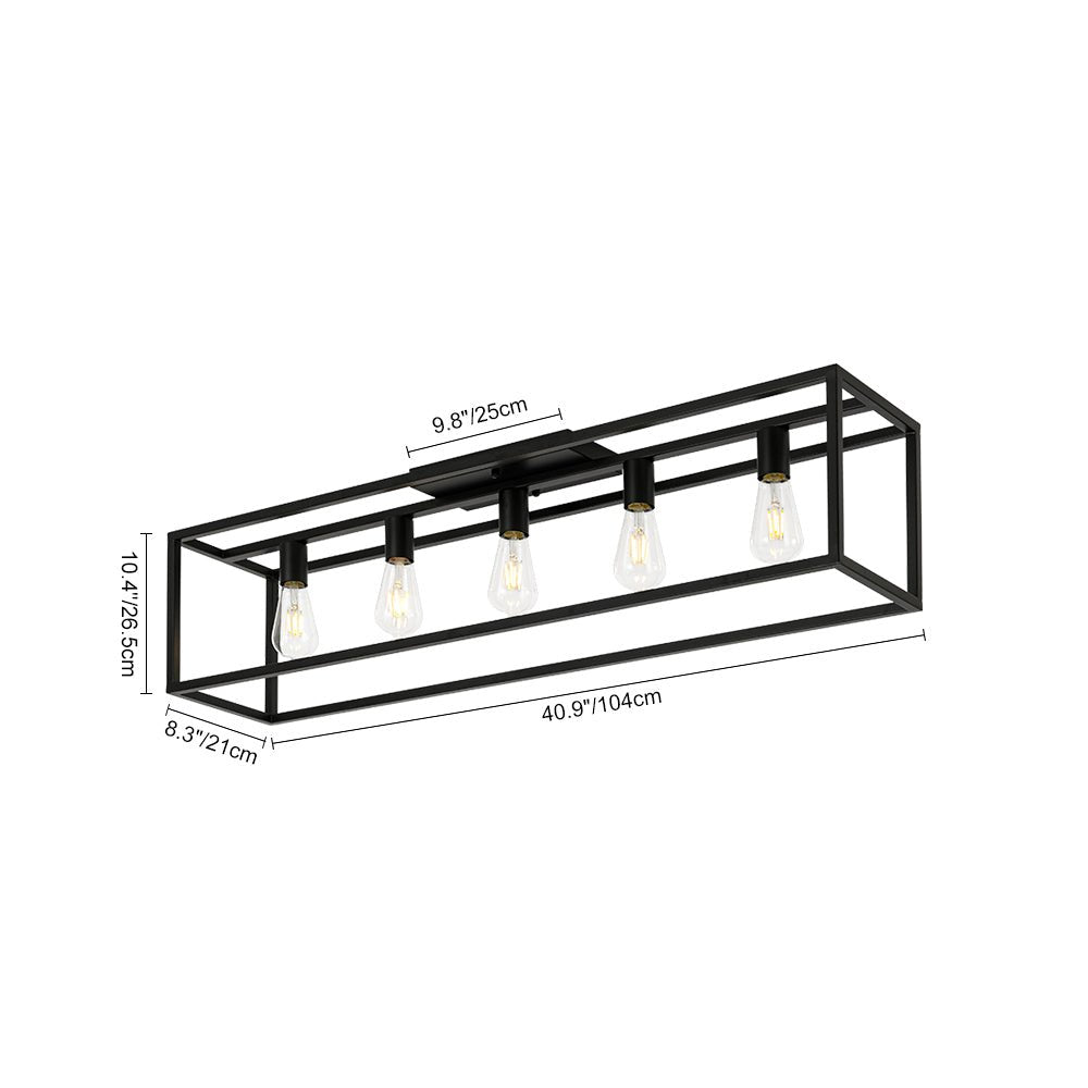 Blikuvyt Industrial Minimalist Rectangle Metal Semi Flush Mount Ceiling Light