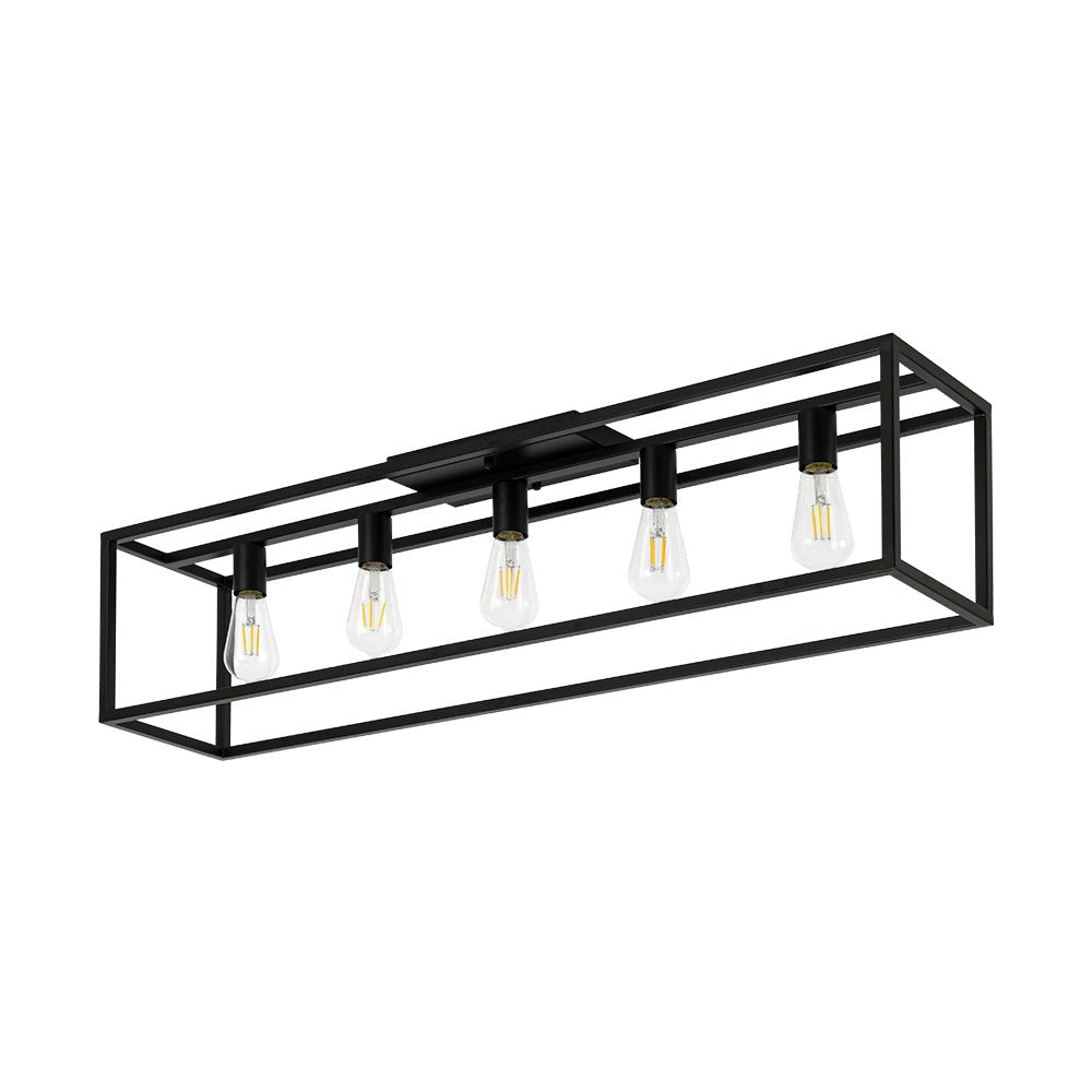 Blikuvyt Industrial Minimalist Rectangle Metal Semi Flush Mount Ceiling Light