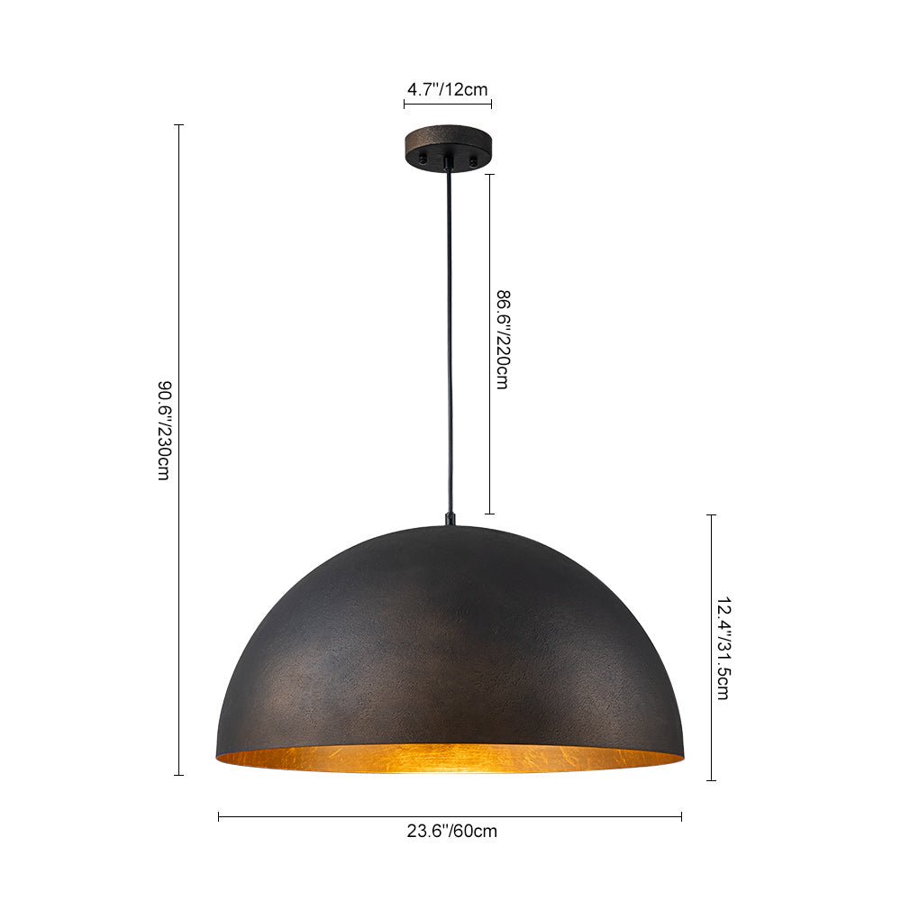 Lunari Industrial Metal Dome Pendant Light - Lamp Copper