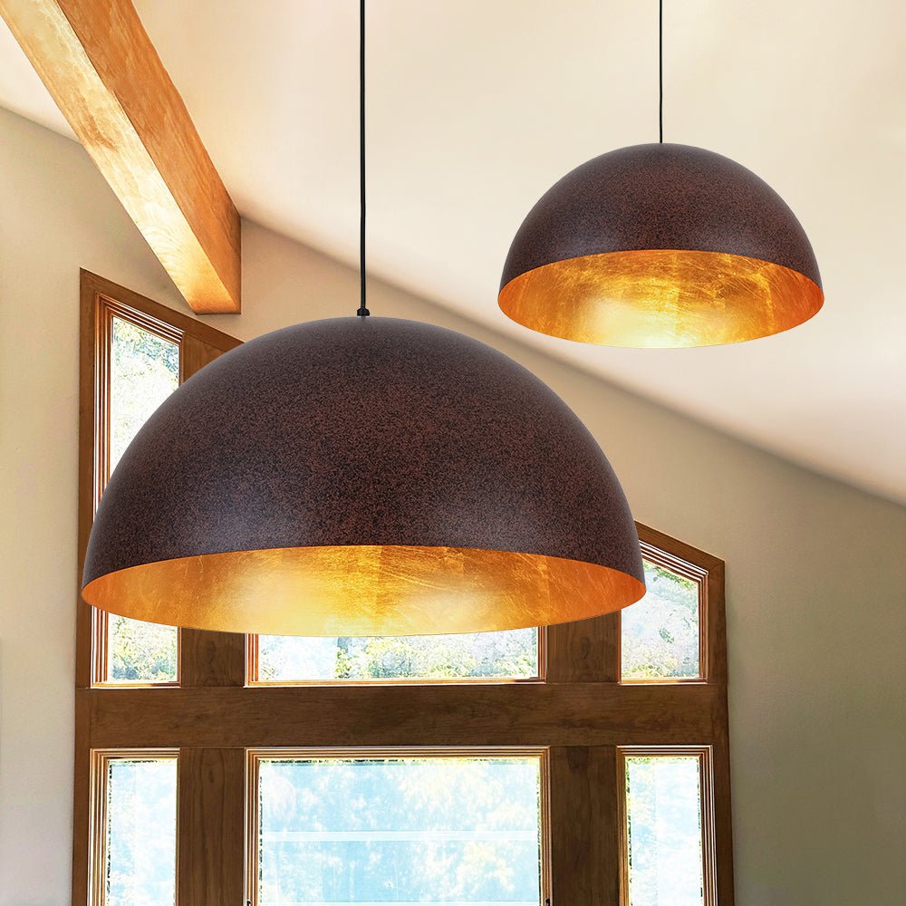 Lunari Industrial Metal Dome Pendant Light - Lamp Copper