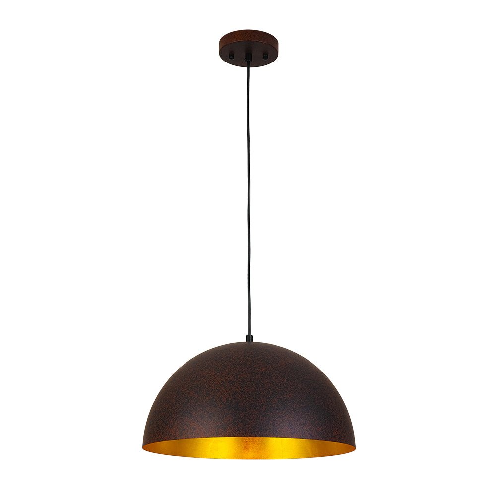 Lunari Industrial Metal Dome Pendant Light - Lamp Copper