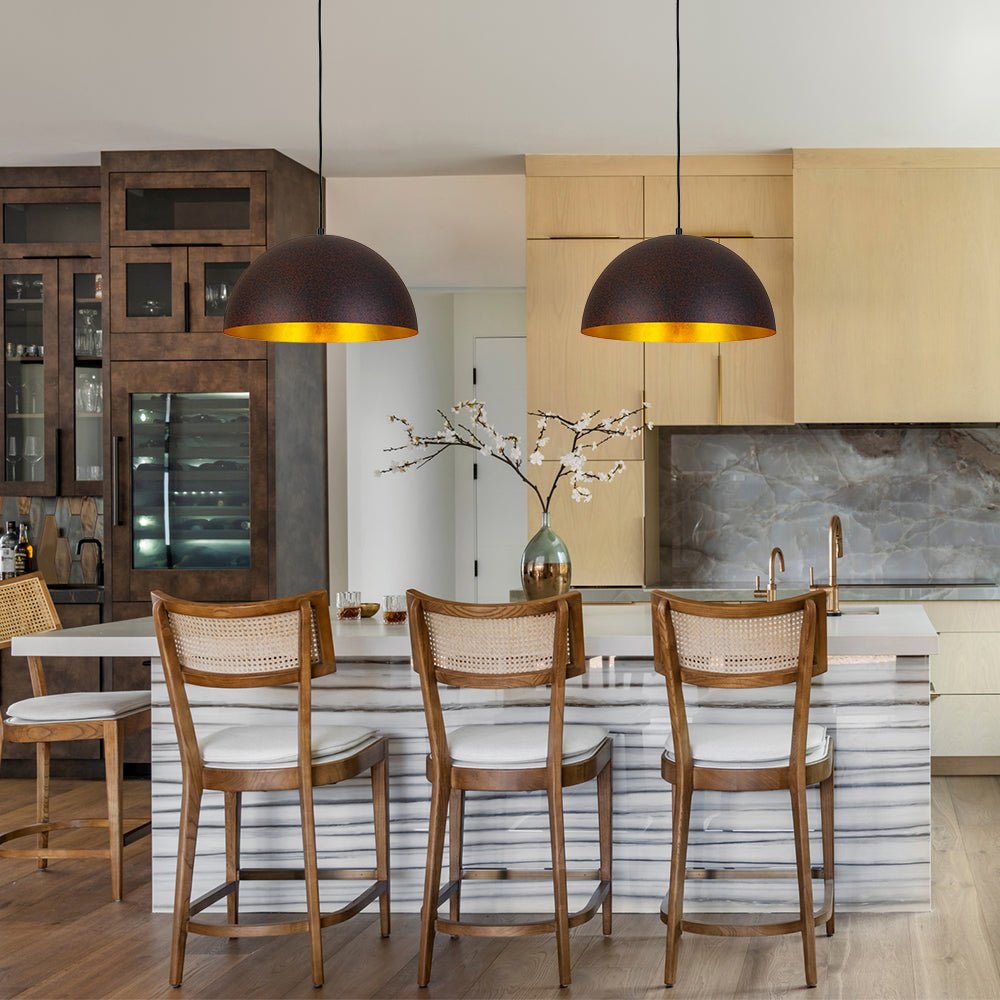 Lunari Industrial Metal Dome Pendant Light - Lamp Copper