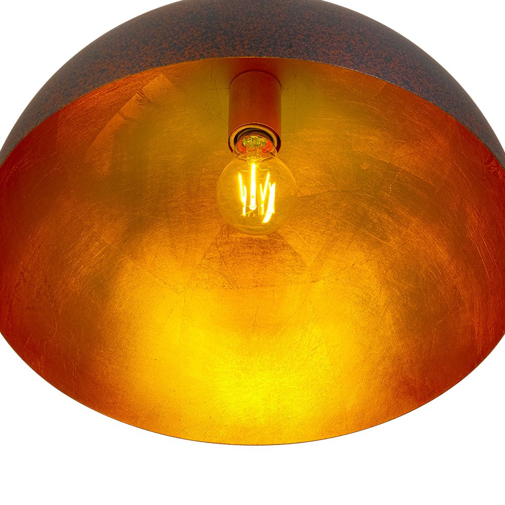 Lunari Industrial Metal Dome Pendant Light - Lamp Copper