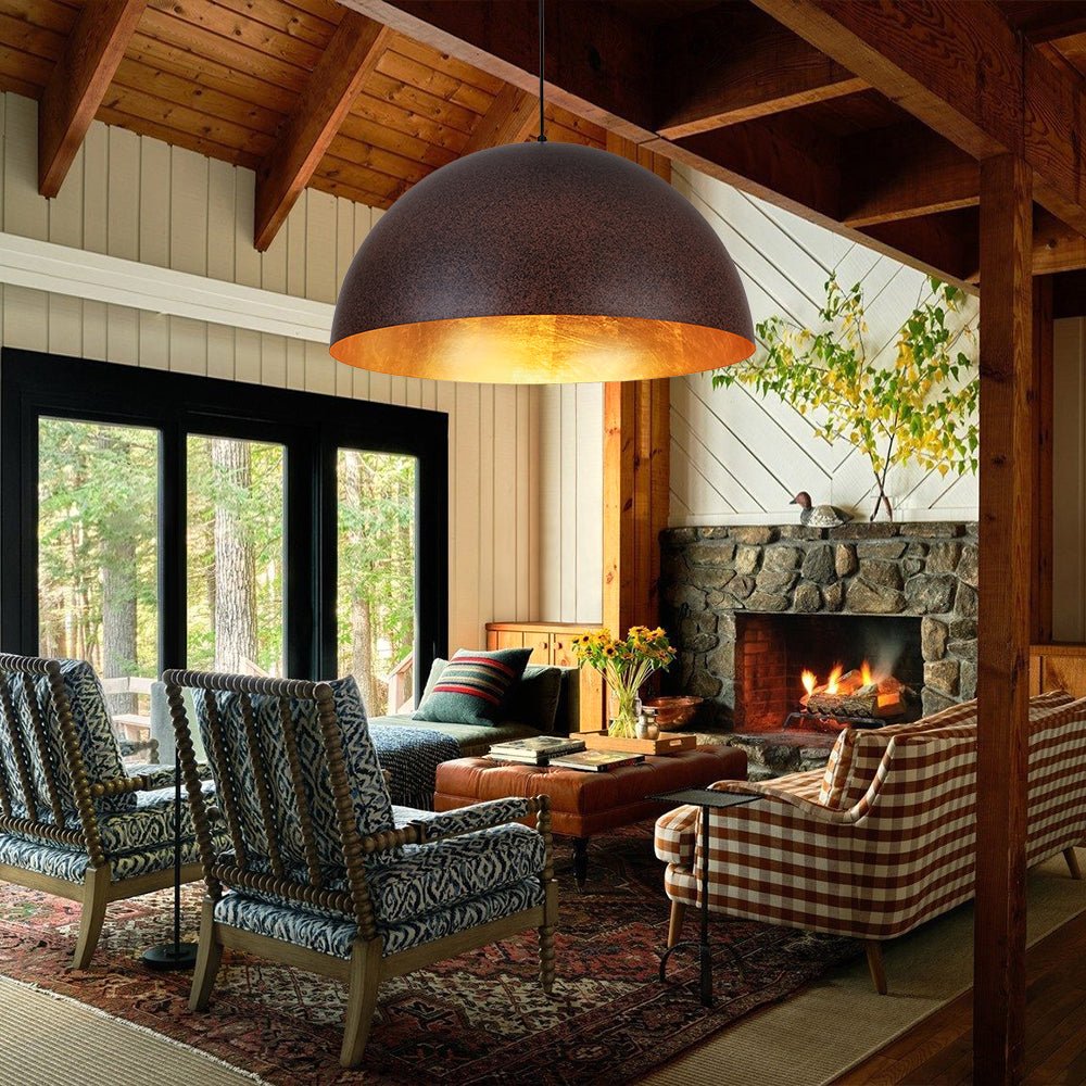 Lunari Industrial Metal Dome Pendant Light - Lamp Copper