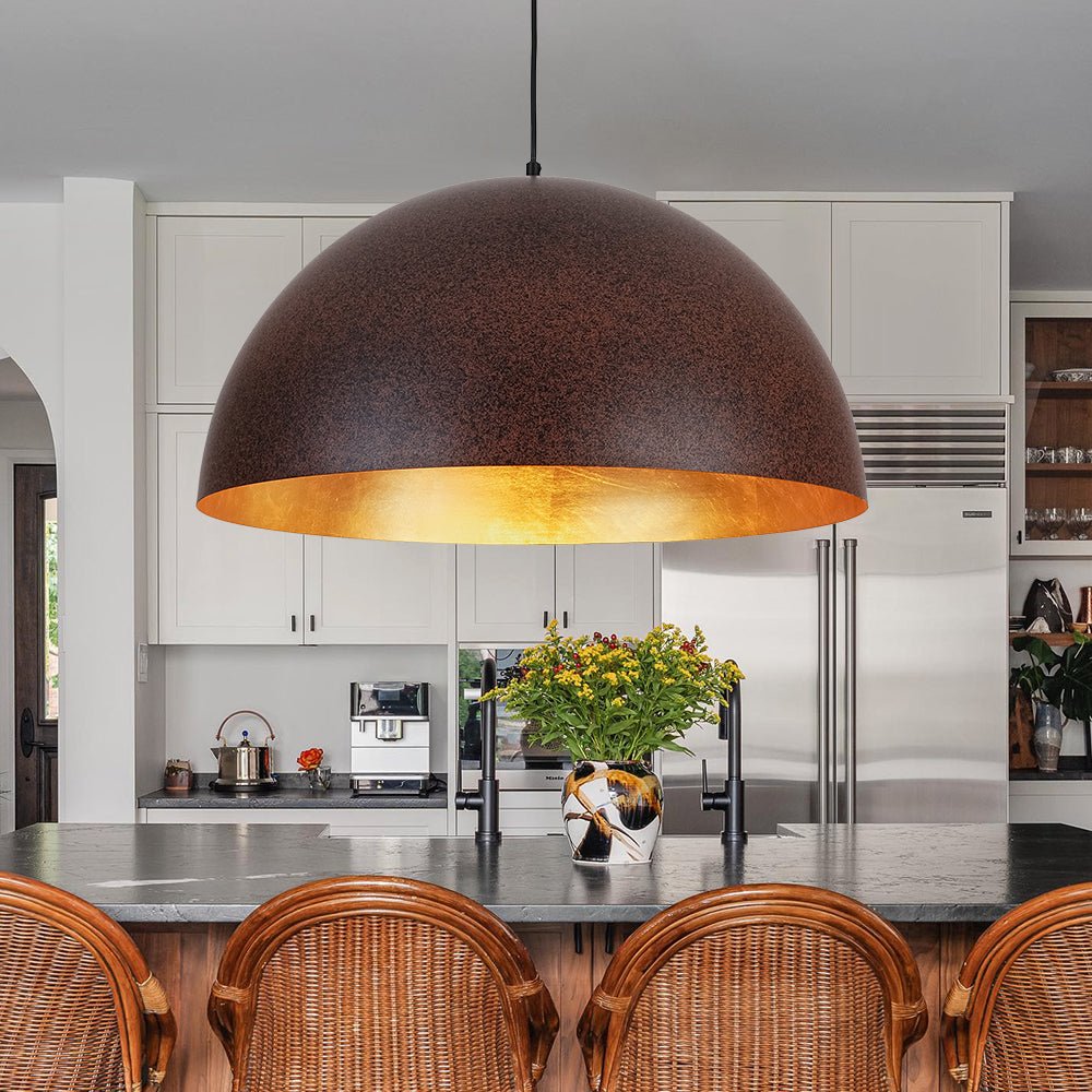 Lunari Industrial Metal Dome Pendant Light - Lamp Copper