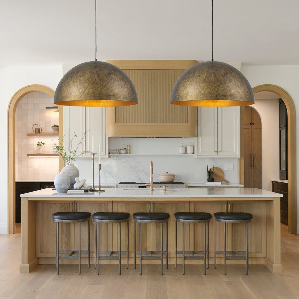Lunari Industrial Metal Dome Pendant Light - Lamp Copper
