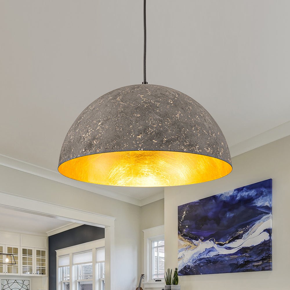 Lunari Industrial Metal Dome Pendant Light - Lamp Copper