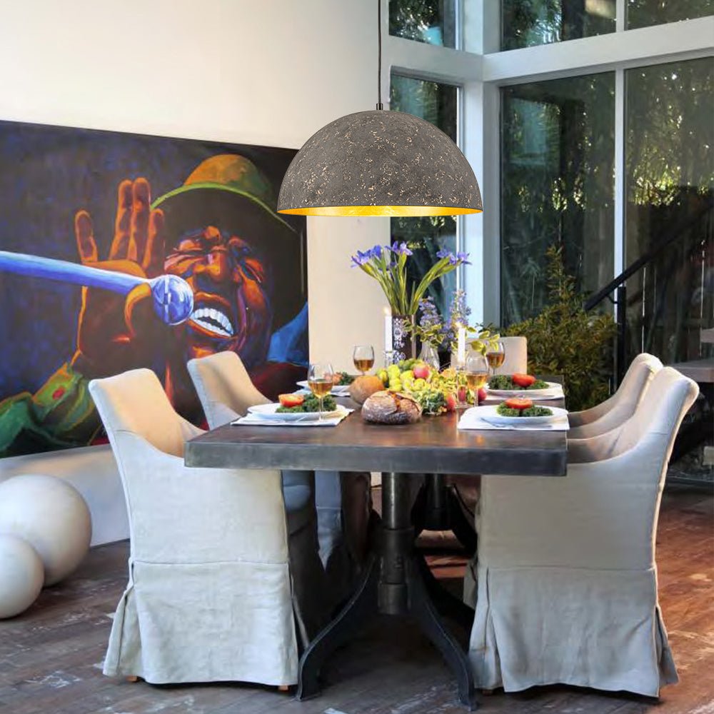Lunari Industrial Metal Dome Pendant Light - Lamp Copper
