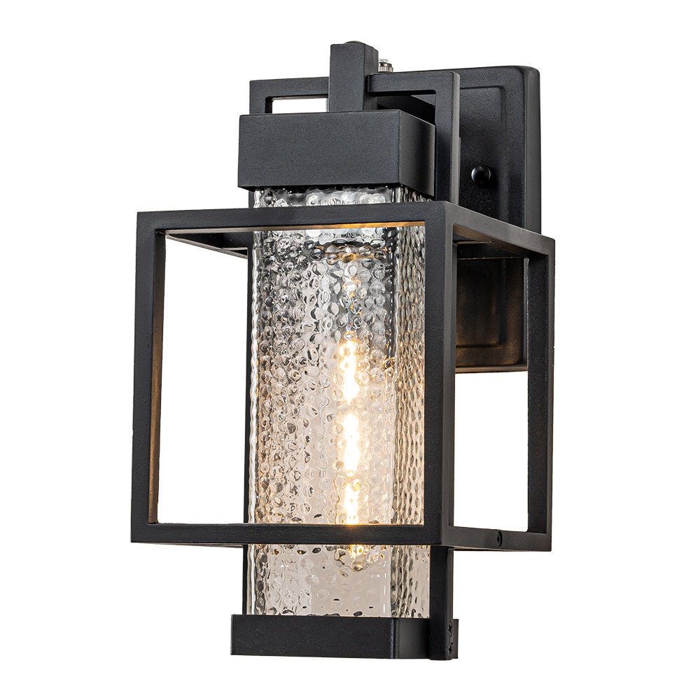 Waegnun Waterproof Square Cage Outdoor Black Metal Wall Sconce
