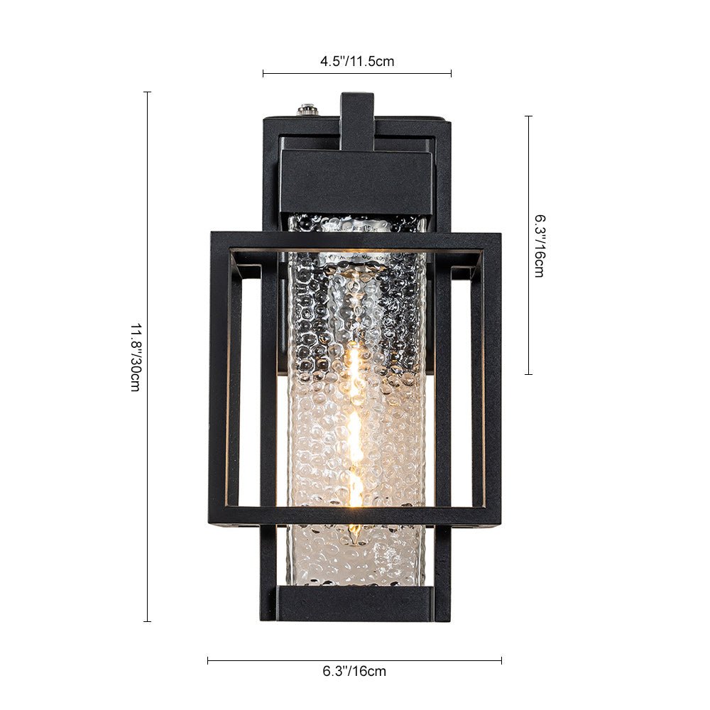 Waegnun Waterproof Square Cage Outdoor Black Metal Wall Sconce