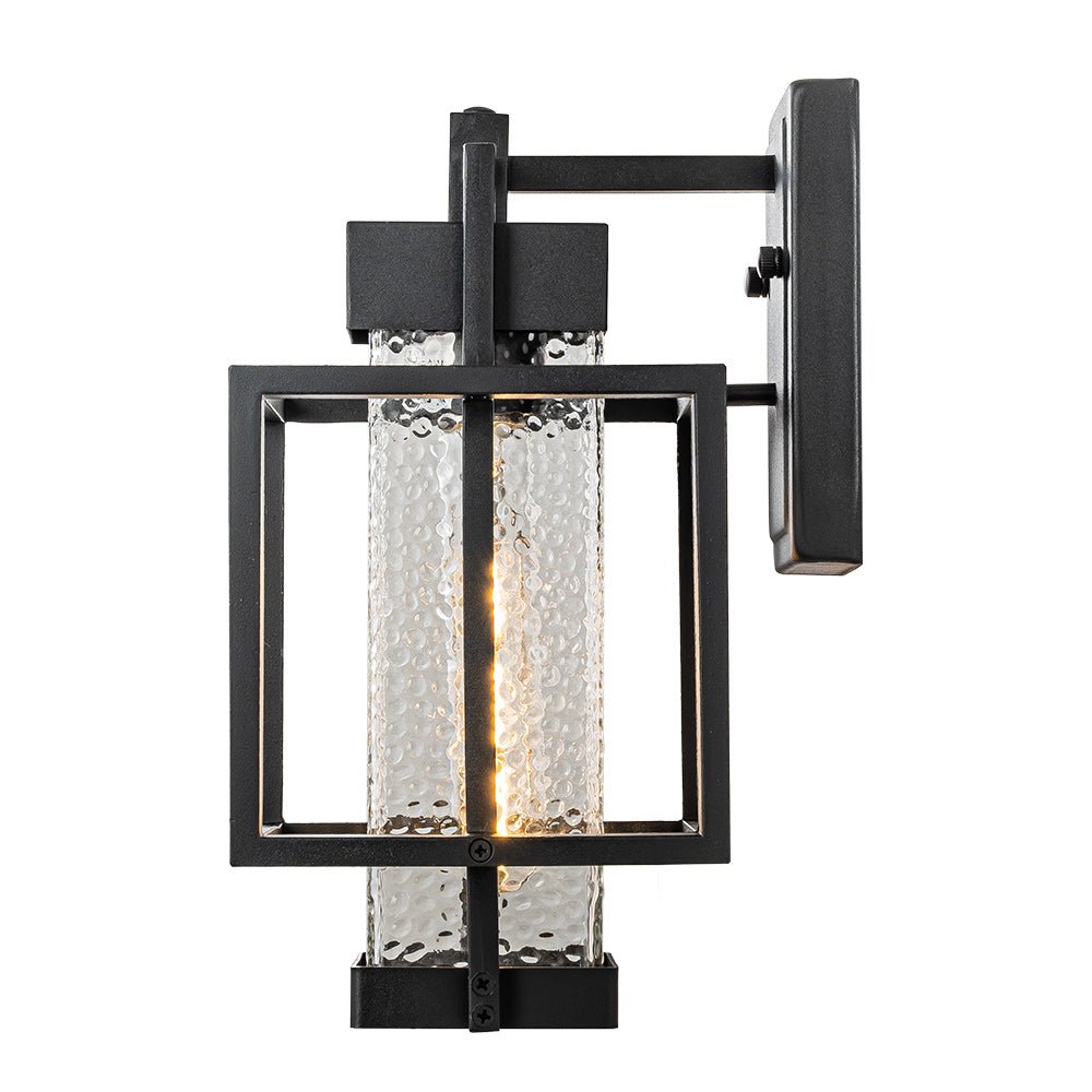 Waegnun Waterproof Square Cage Outdoor Black Metal Wall Sconce