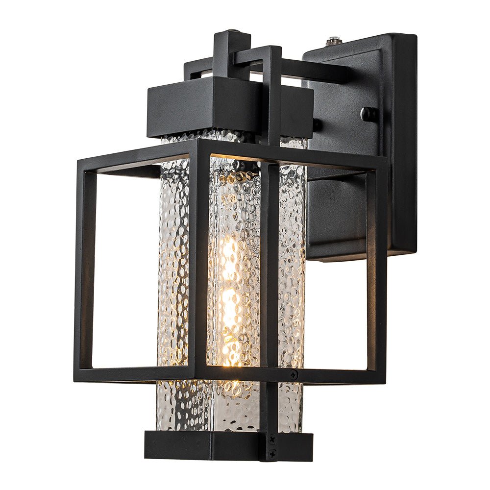 Waegnun Waterproof Square Cage Outdoor Black Metal Wall Sconce