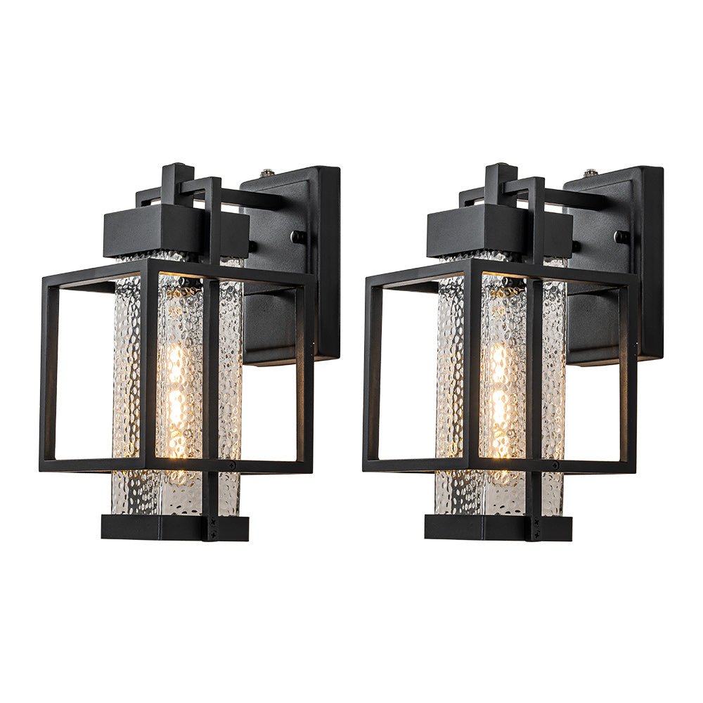 Waegnun Waterproof Square Cage Outdoor Black Metal Wall Sconce