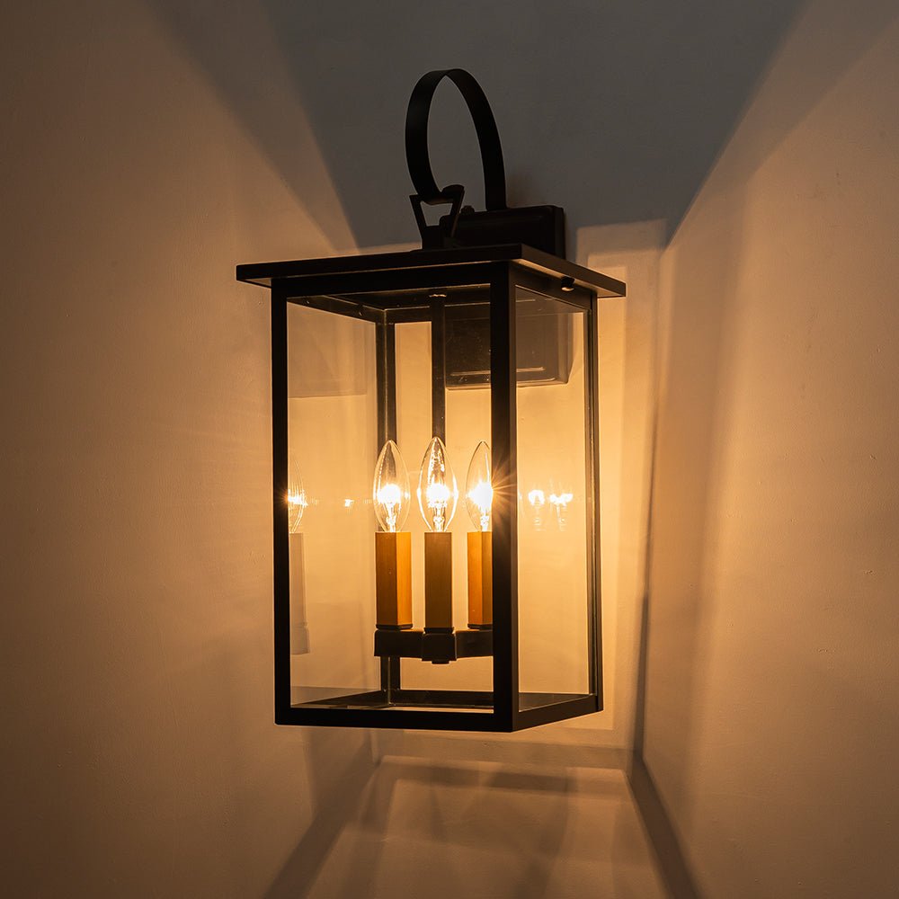 Waegnuva Farmhouse Square Lantern Outdoor Metal Wall Sconce