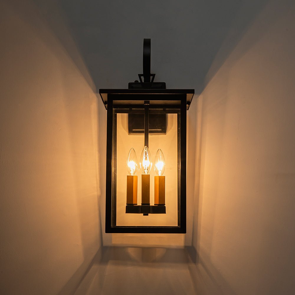 Waegnuva Farmhouse Square Lantern Outdoor Metal Wall Sconce