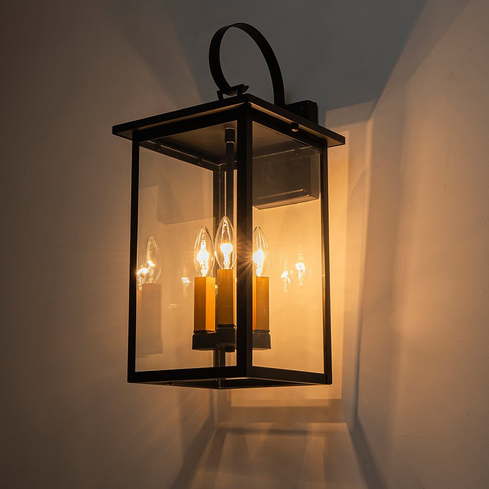 Waegnuva Farmhouse Square Lantern Outdoor Metal Wall Sconce