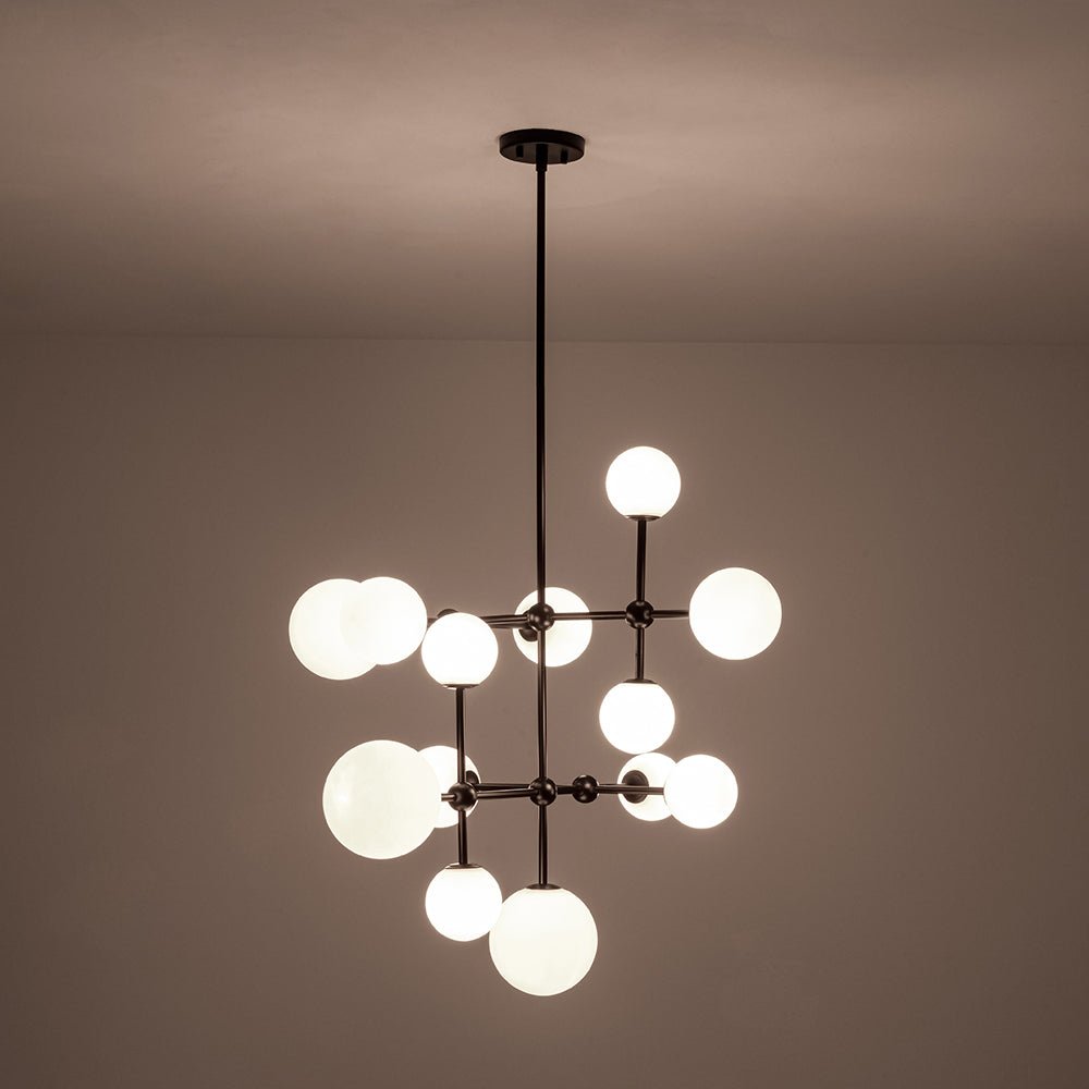 Zoruvyt Luminous Globe Geometric Bubble Opal Glass Chandelier - Lamp Copper