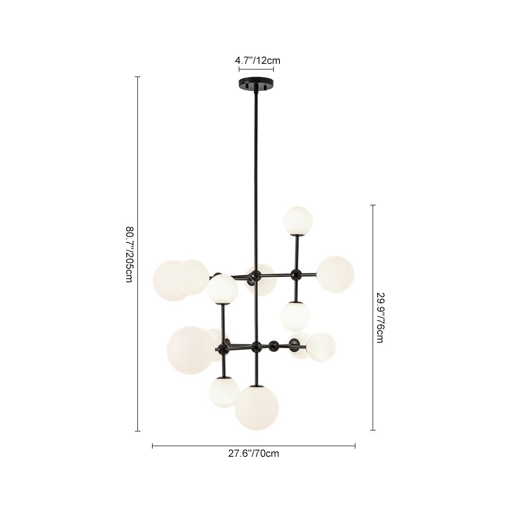 Zoruvyt Luminous Globe Geometric Bubble Opal Glass Chandelier - Lamp Copper