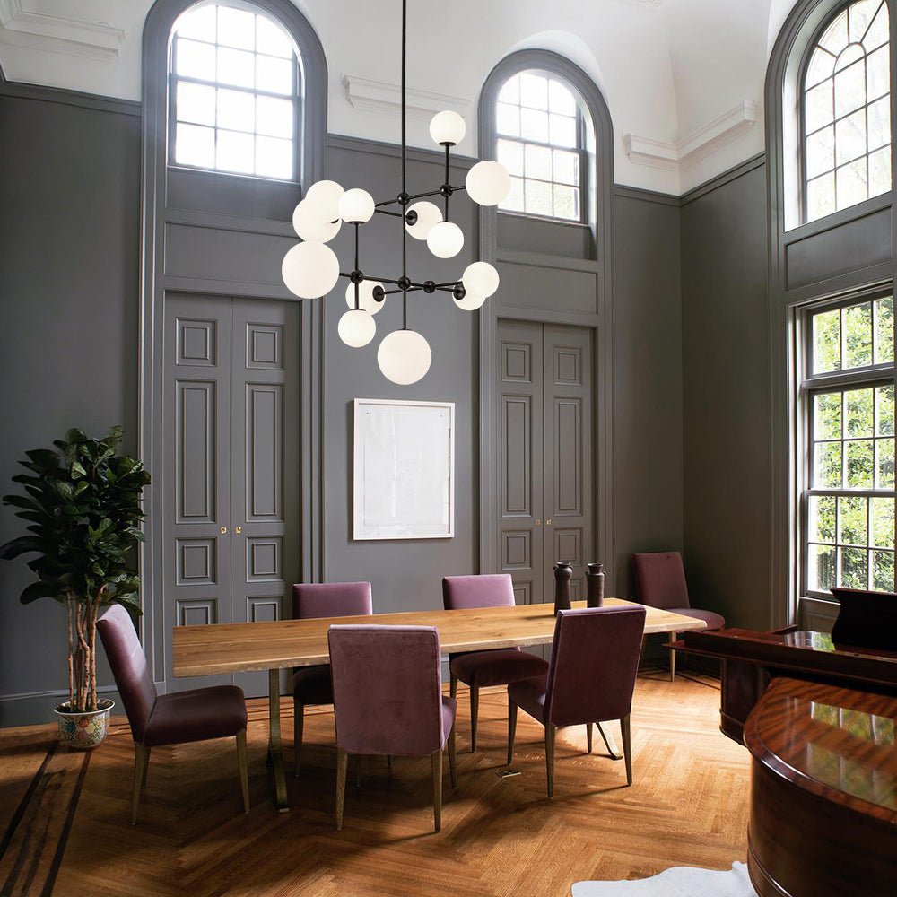 Zoruvyt Luminous Globe Geometric Bubble Opal Glass Chandelier - Lamp Copper
