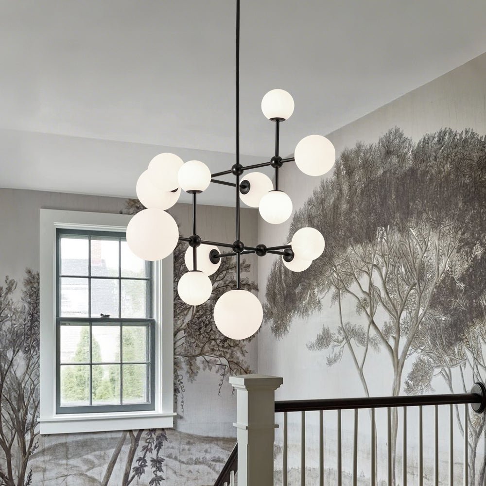 Zoruvyt Luminous Globe Geometric Bubble Opal Glass Chandelier