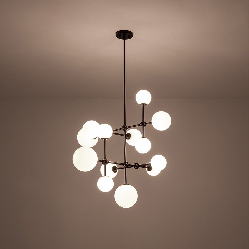 Zoruvyt Luminous Globe Geometric Bubble Opal Glass Chandelier - Lamp Copper