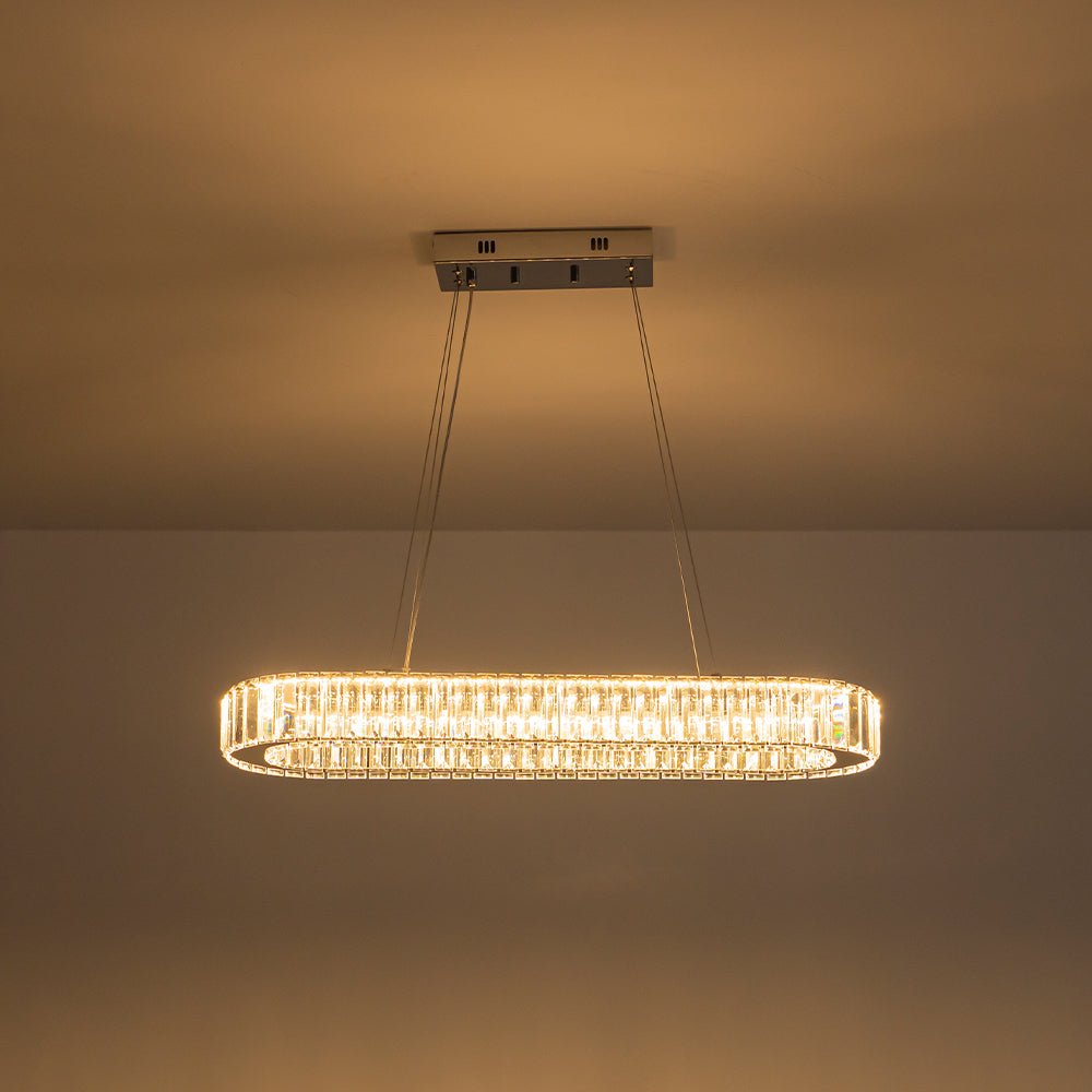 Aevuvum Luxe Oval Halo Chrome Crystal Pendant Light