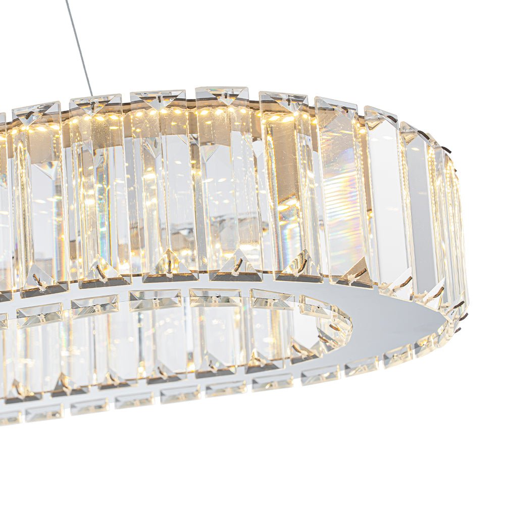 Aevuvum Luxe Oval Halo Chrome Crystal Pendant Light