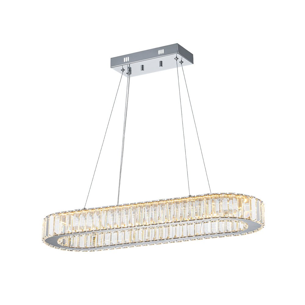 Aevuvum Luxe Oval Halo Chrome Crystal Pendant Light