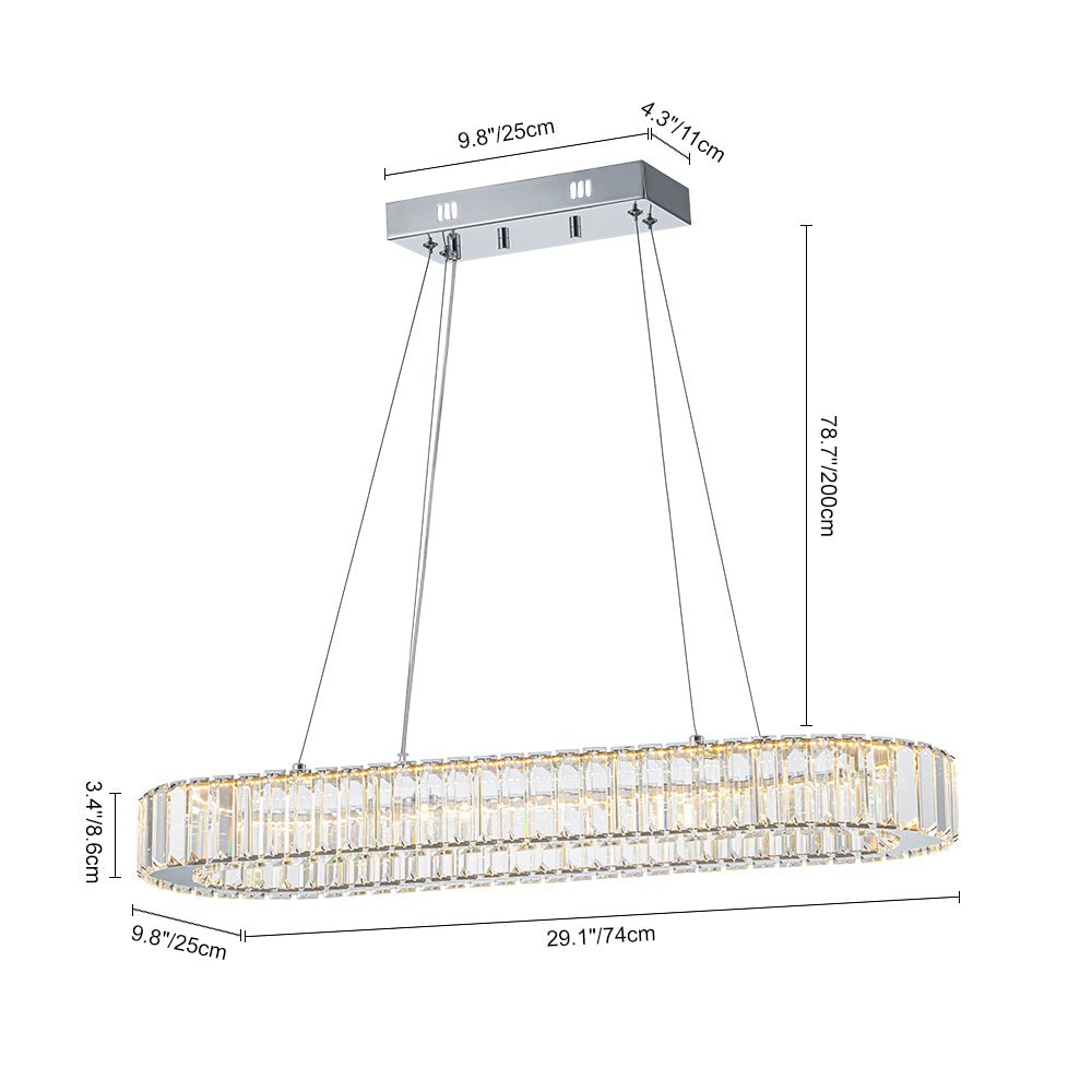Aevuvum Luxe Oval Halo Chrome Crystal Pendant Light