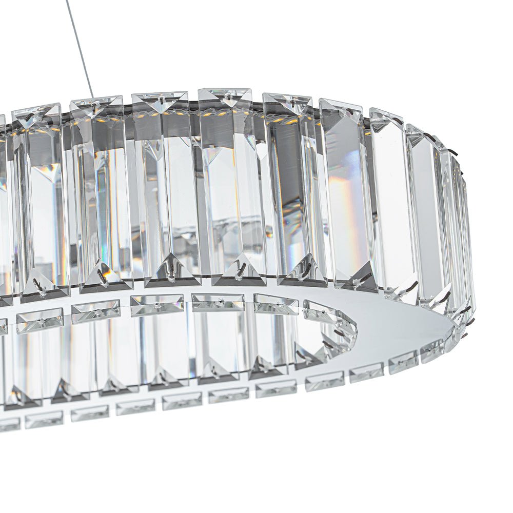 Aevuvum Luxe Oval Halo Chrome Crystal Pendant Light
