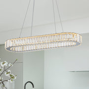 Aevuvum Luxe Oval Halo Chrome Crystal Pendant Light