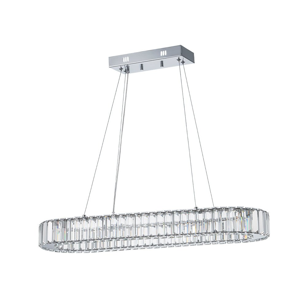 Aevuvum Luxe Oval Halo Chrome Crystal Pendant Light