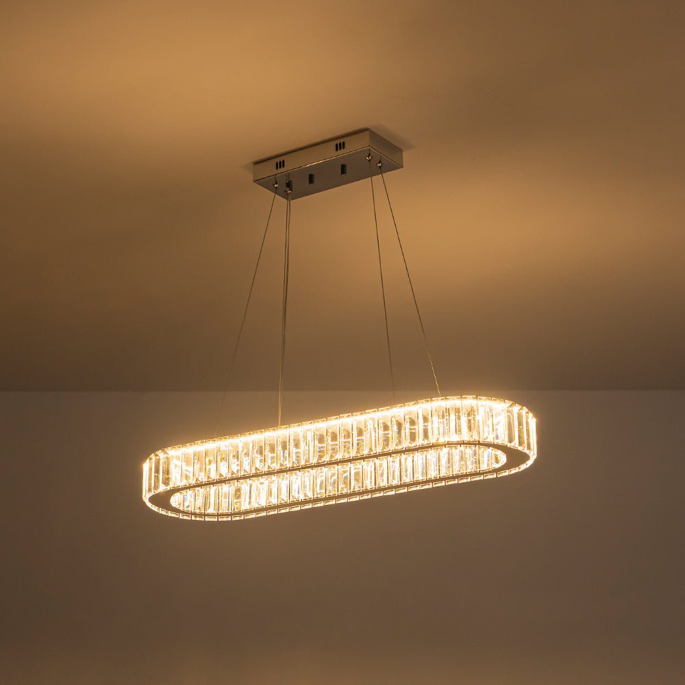 Aevuvum Luxe Oval Halo Chrome Crystal Pendant Light